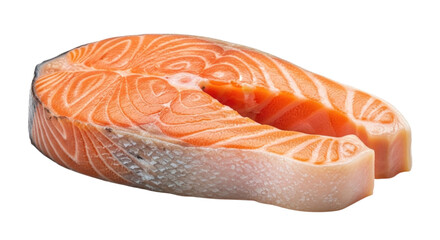 Fresh Raw Salmon Steak transparent bg, cutout PNG