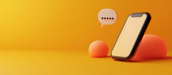 Modern Smartphone with Speech Bubble on Vibrant Orange Background