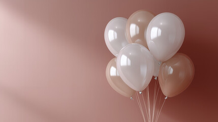 White and Beige Balloons Background for Greeting Template
