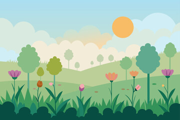 Fototapeta premium Wildflower Meadow in Full Bloom at Morning Light