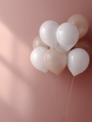 White and Beige Balloons Background for Greeting Template