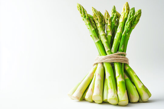 Fresh green asparagus spears on a white background, vibrant and healthy vegetable, natural food, raw asparagus	
 - Powered by Adobe