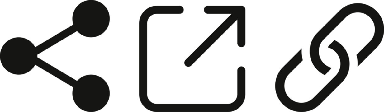 External link arrow icon set. Share symbol. External link icons collection