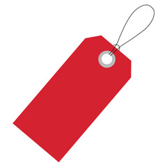 Creative design vector art of a blank red price tag with a string attached, isolated on a