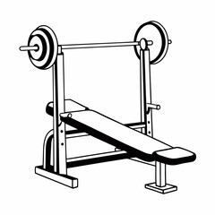 Simple Geometric Gym Bench Press Vector Illustration