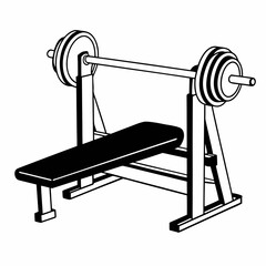 Simple Geometric Gym Bench Press Vector Illustration
