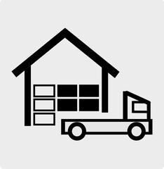 Minimalist Warehouse and Truck Silhouette