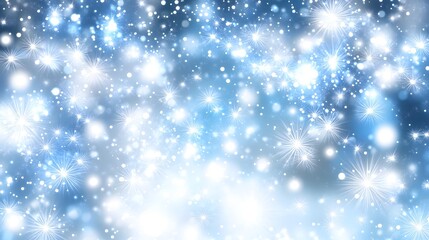 Fototapeta premium Shimmering blue and white sparkling light bokeh background.