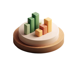3D bar graph on a wooden pedestal