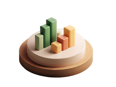 3D bar graph on a wooden pedestal