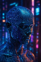  Surreal Cognitive Circuit Portrait, Futuristic Human Mind Maze, Conceptual Neural Pathways Design, Artistic Mental Grid Structure, Symbolic Logic Maze Face, Labyrinth Image