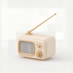 3D Render of Retro Radio in Minimalist Pastel Design