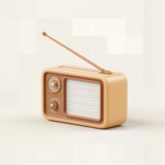 3D Illustration of Vintage Radio