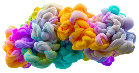 Colorful abstract formation depicting swirling shapes and textures in vibrant hues