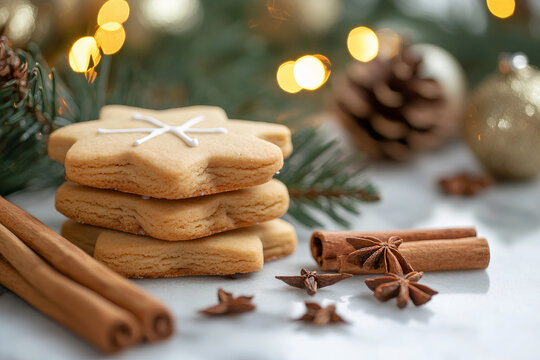 Christmas cookies with cinnamon and anise, indoor.