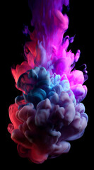 Colorful abstract smoke cloud rising against a dark background creating a mesmerizing visual effect