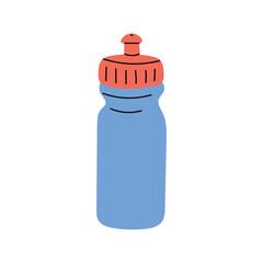 Reusable water bottle vector illustration. Cute sports bottle for gym, fitness, and travel. Isolated on white background.