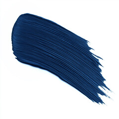 Dark blue paint stroke on white background showcases smooth artistic expression