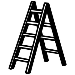 Wooden A-Frame Stepladder Cartoon Illustration