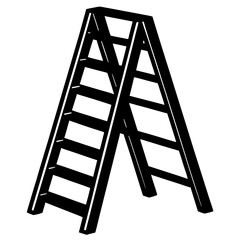 Wooden A-Frame Stepladder Cartoon Illustration