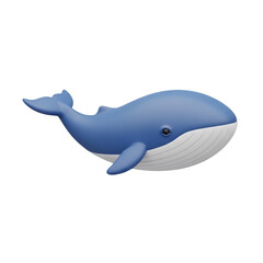 A charming blue whale swims gracefully, isolated on transparent background