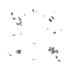 Silver Confetti Falling on White Background - Festive Celebration Element
