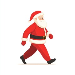 Santa full body walking illustration santa white.