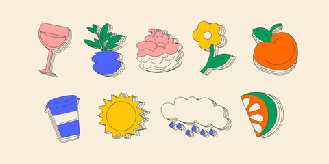 Set of design elements- sweets and flowers