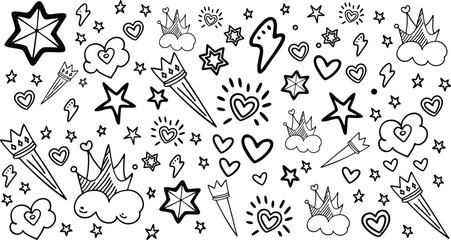 Hand drawn doodle elements collection vector