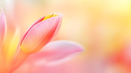 Soft Focus Pink Tulip Bud with Blurred Background a Delicate Bloom