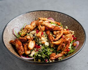 Gourmet Grilled Chicken Salad with Pomegranate and Greens