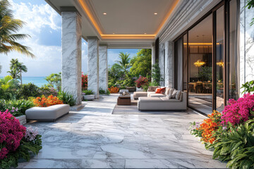 Fototapeta premium Sophisticated Morning Atmosphere in a Sky Garden Setting