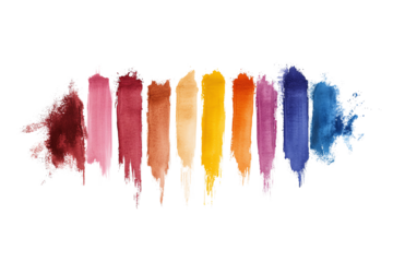 A vibrant array of watercolor paint strokes in various colors, perfect for artistic projects, backgrounds, and creative designs.