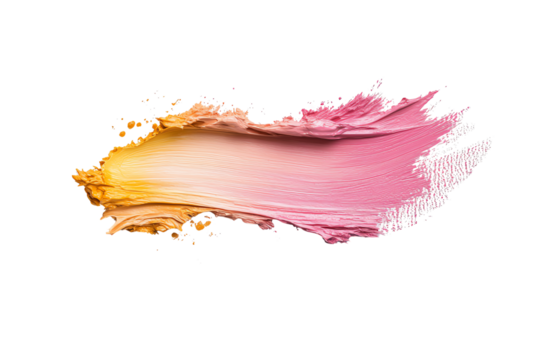 A vibrant brush stroke in shades of pink and yellow, perfect for backgrounds and creative designs. Isolated on a black background.