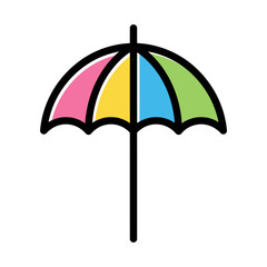 Obraz premium Colorful Umbrella Open With Pink Yellow Blue Green Sections.