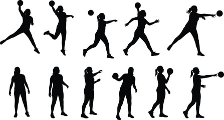 Silhouette of people playing bocce ball, outdoor activity, men and women sports players, throwing balls, summer leisure, team competition, recreation, lawn bowling game