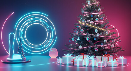 Festive Christmas Holiday Scene Illustration