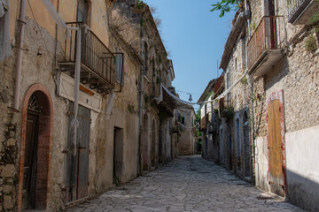 Historic Alley in Abandoned Village of Apice, Italy