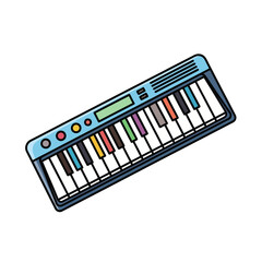 Colorful Electronic Keyboard Musical Instrument with White and Black Keys.