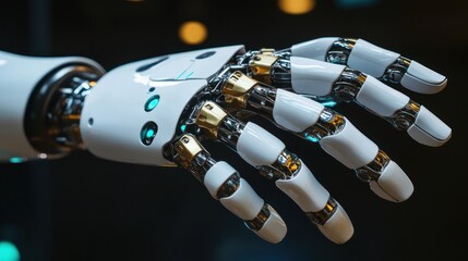 Robotic White Hand Futuristic Technology Close-up
