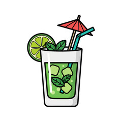 Obraz premium Refreshing Mojito Cocktail with Lime and Mint.