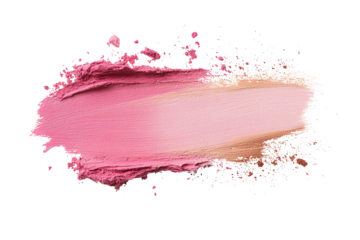 Colorful brush stroke in soft pink and beige tones on a white isolated background, perfect for design projects and artistic creations.