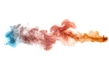 Colorful smoke waves swirl gracefully, creating an abstract artistic design on a transparent background, perfect for creative projects.