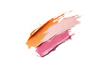 Colorful strokes of paint in warm shades of orange, pink, and peach on a transparent background, perfect for artistic designs.