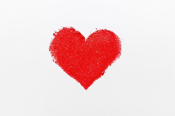 Obraz premium Heart shape drawn with red lipstick on white paper, top-down perspective