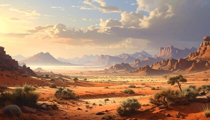 Desert landscape, clay terrain