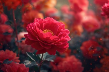 Obraz premium Vibrant red blossoms on a natural backdrop