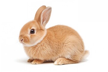 Fototapeta premium White background with a red bunny rabbit sitting alone