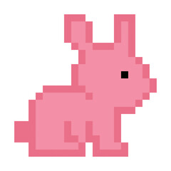 Pink Rabbit Pixel Art Character