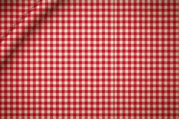Retro red and white checkered tablecloth backdrop with blank space for menu text